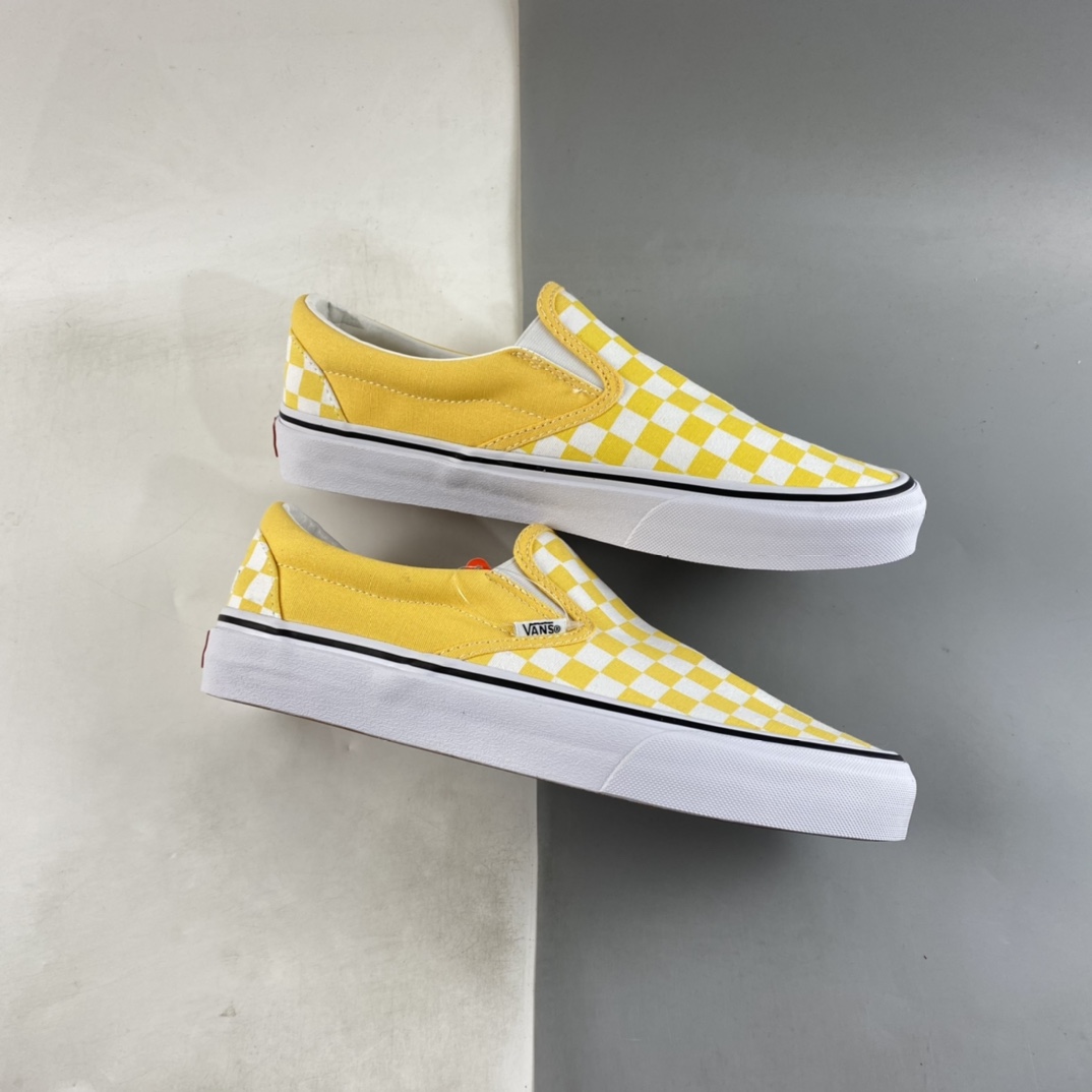 Vans Slip-On Vans Official Goose Yellow Checkerboard Cream Canvas Shoes VN000XG8AZY