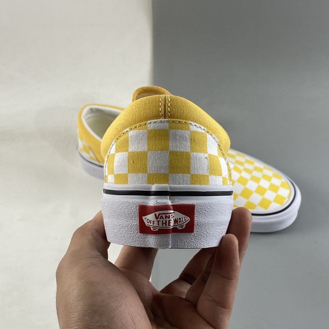 Vans Slip-On Vans Official Goose Yellow Checkerboard Cream Canvas Shoes VN000XG8AZY