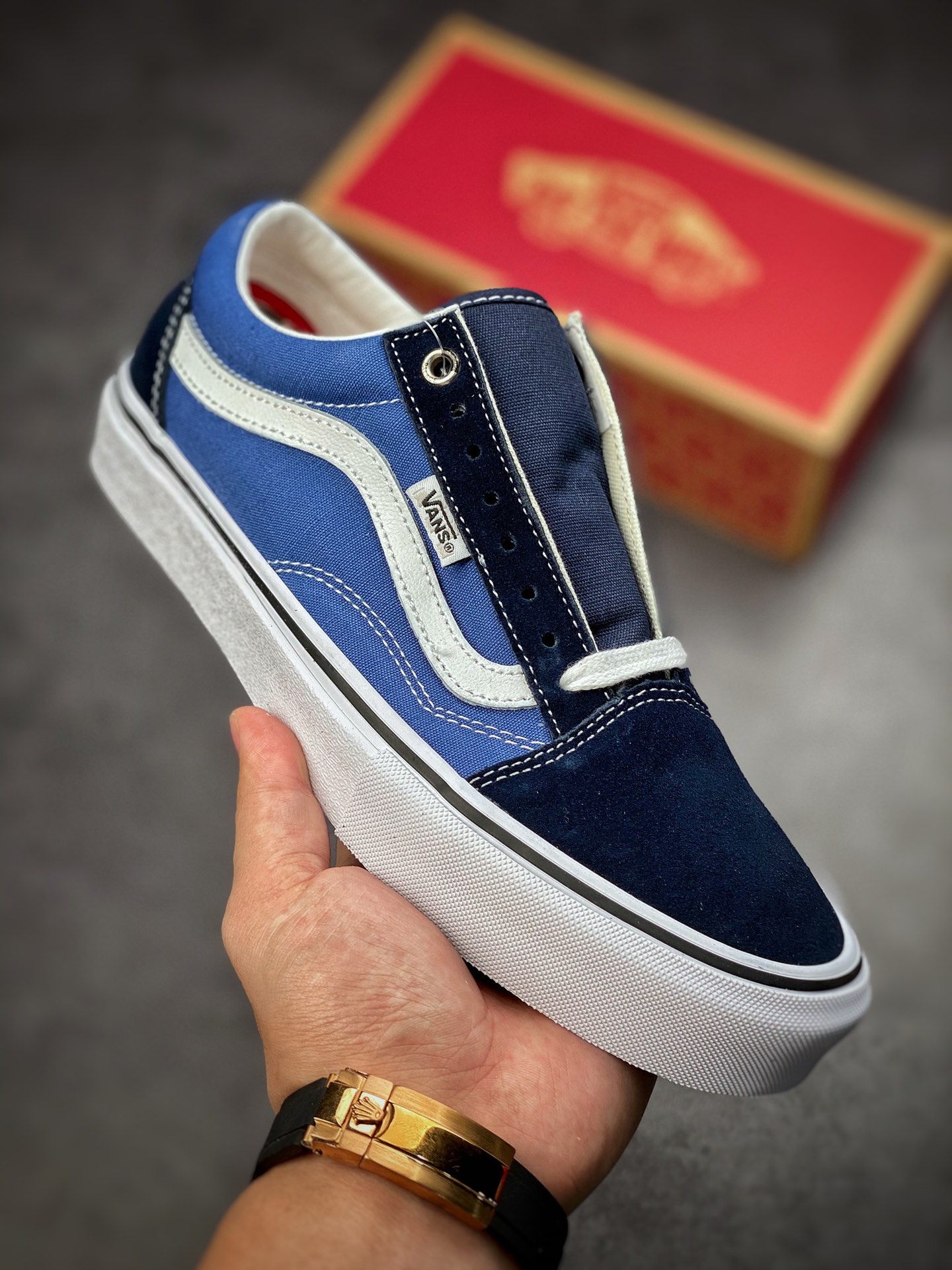 Vans Style 36 Colr Block Low Top Casual Shoes Blue Black Gray Three Color Matching VN0A54F6B93