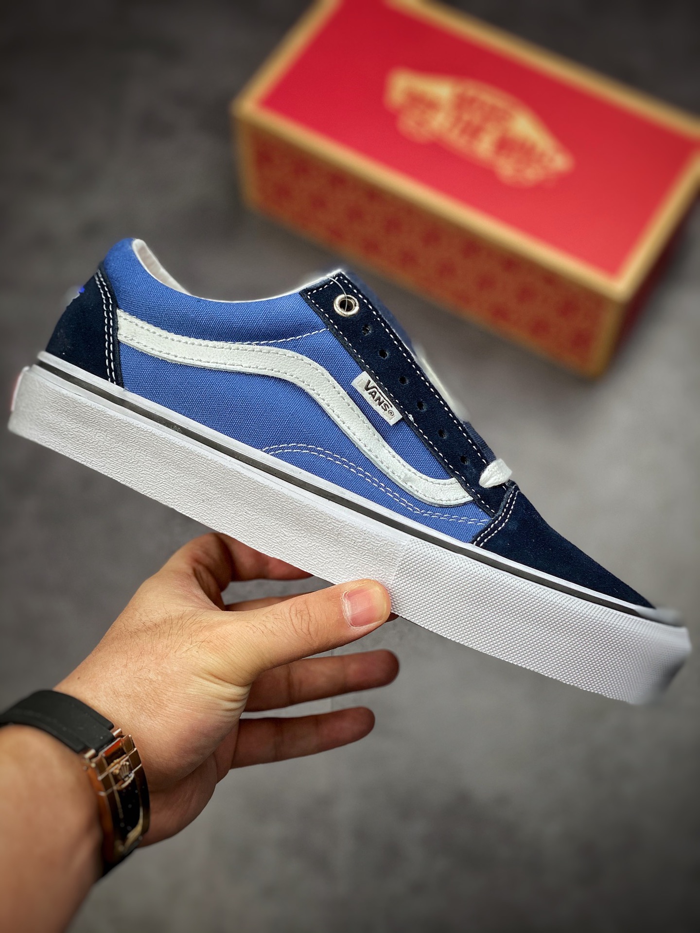 Vans Style 36 Colr Block Low Top Casual Shoes Blue Black Gray Three Color Matching VN0A54F6B93