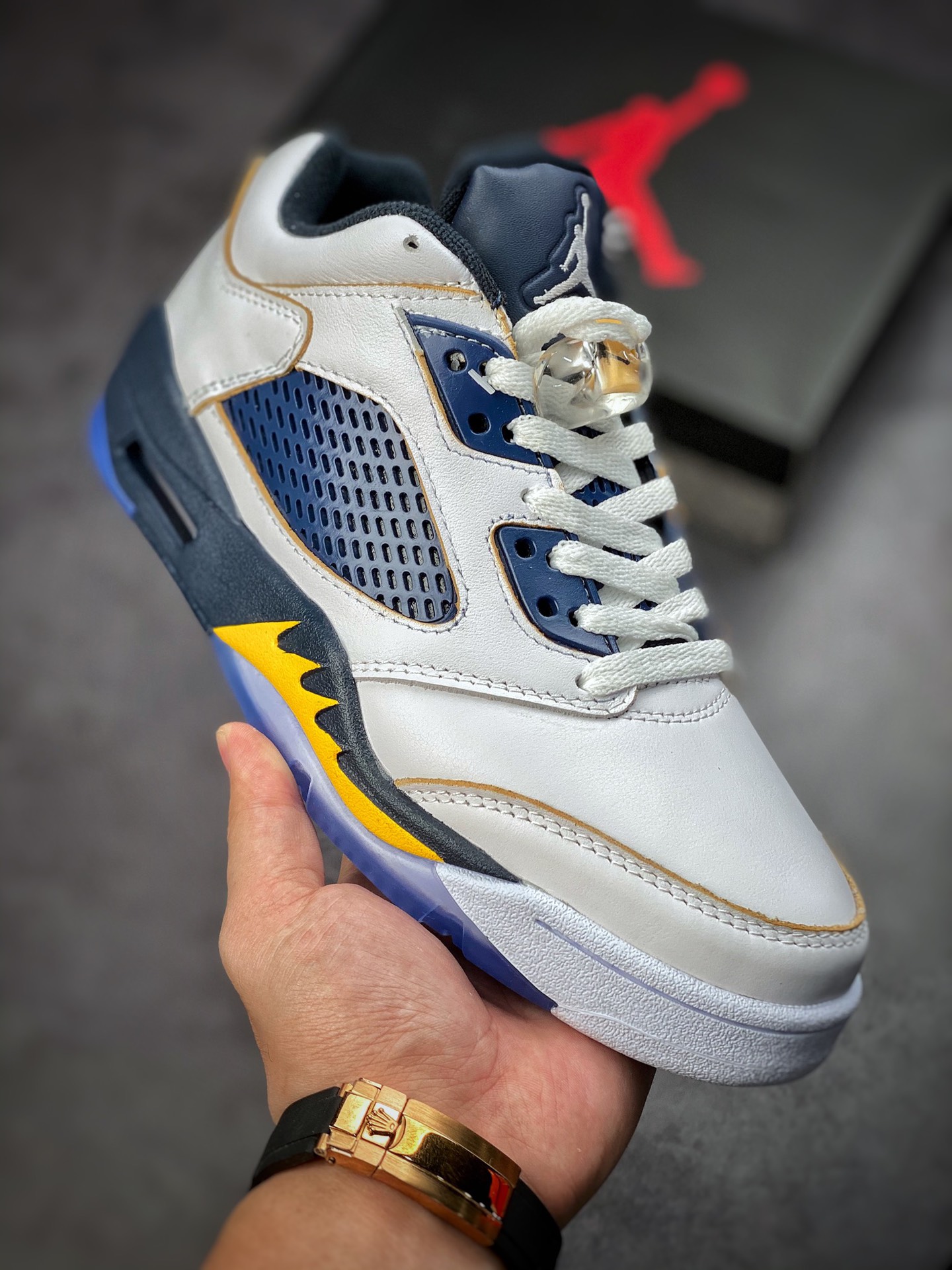 260 Air Jordan 5 Retro Low 火焰白蓝黄819171-135-莆田高仿鞋,莆田鞋