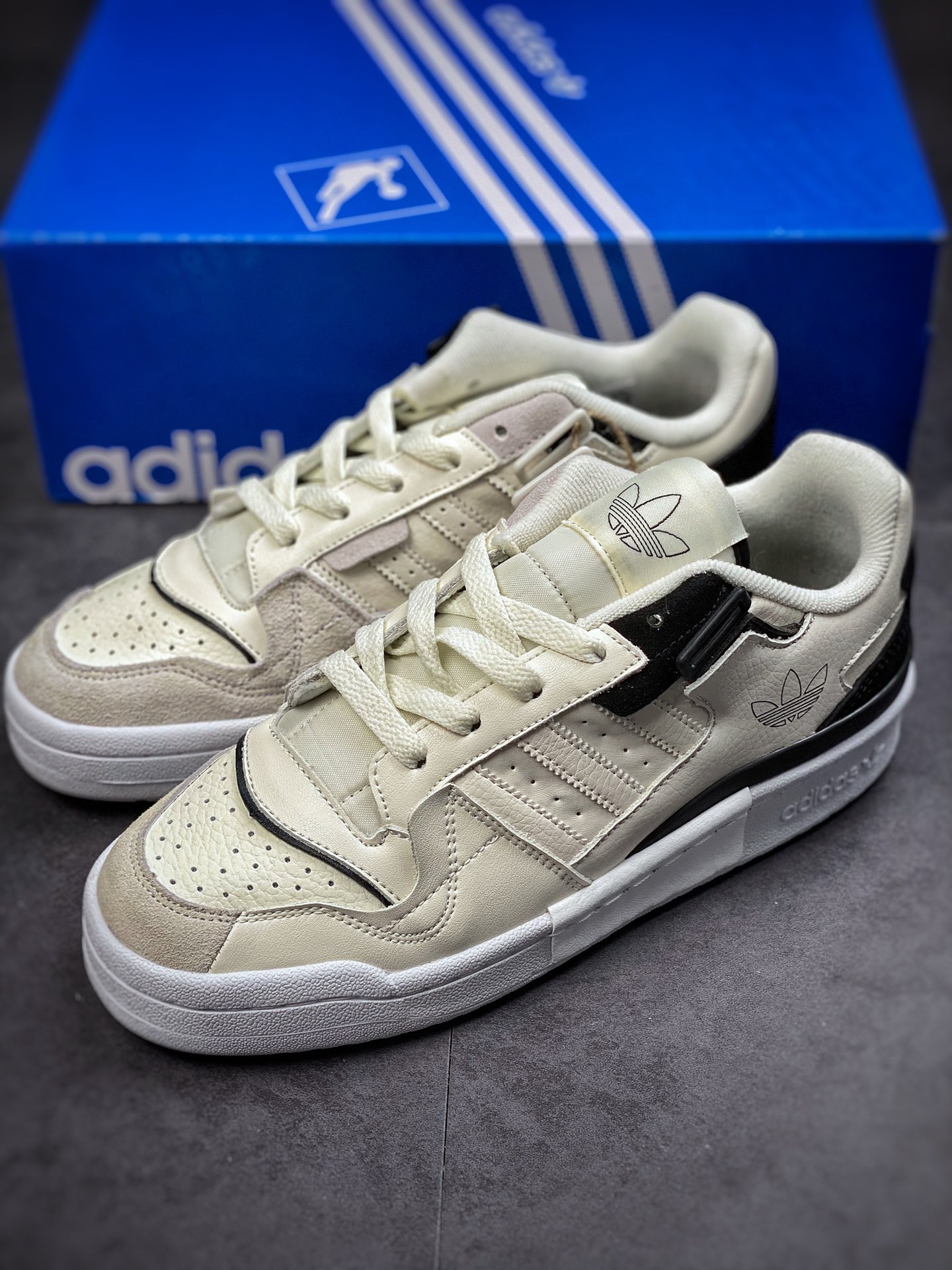 Overseas Channel Original Box Original Standard Version Adidas Forum 84 Low OG Beige Black Board Shoes H01914