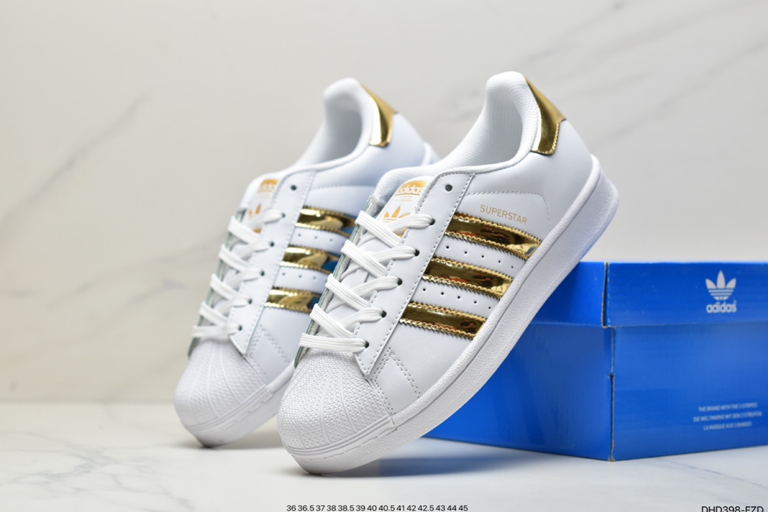 adidas Clover Originals Superstar ”White/Black/Gold” Shell Head Classic All-match Casual Sports Sneakers GY5986