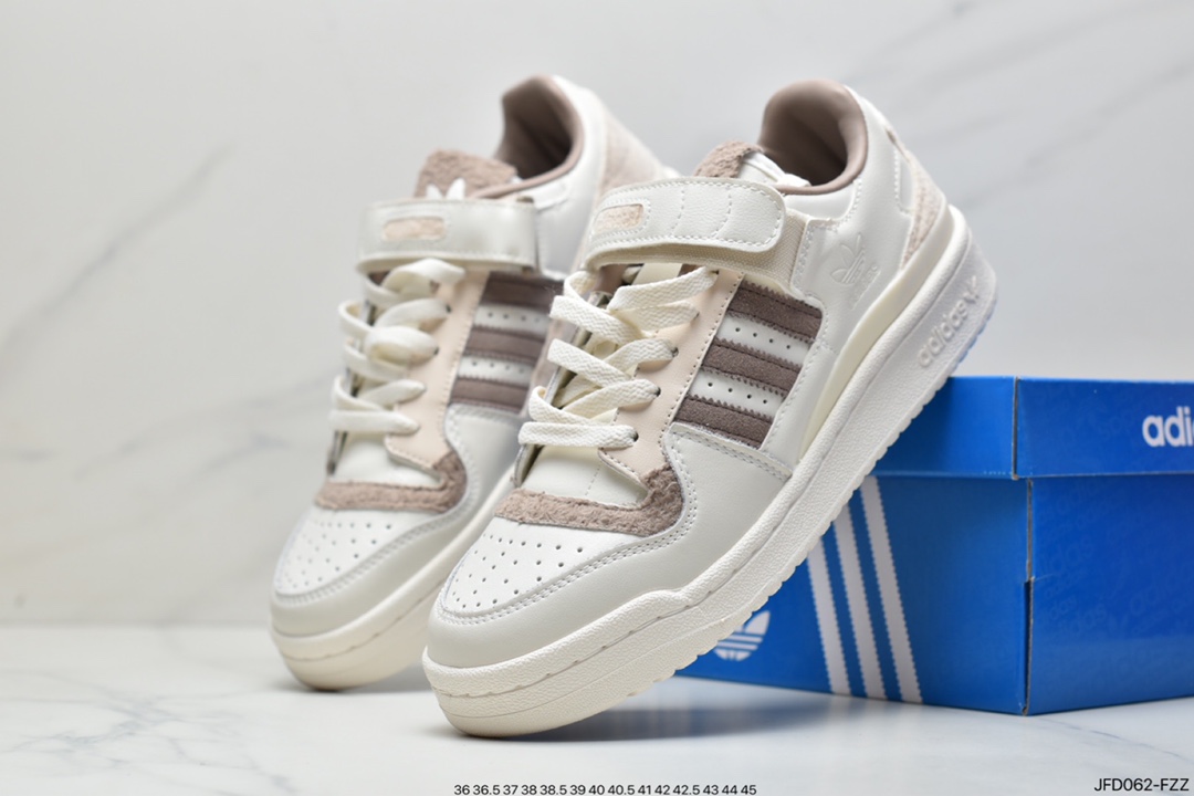 Adidas Clover Originals Forum 84 Low Rome Series Sneakers ”Leather Cream White Painted”