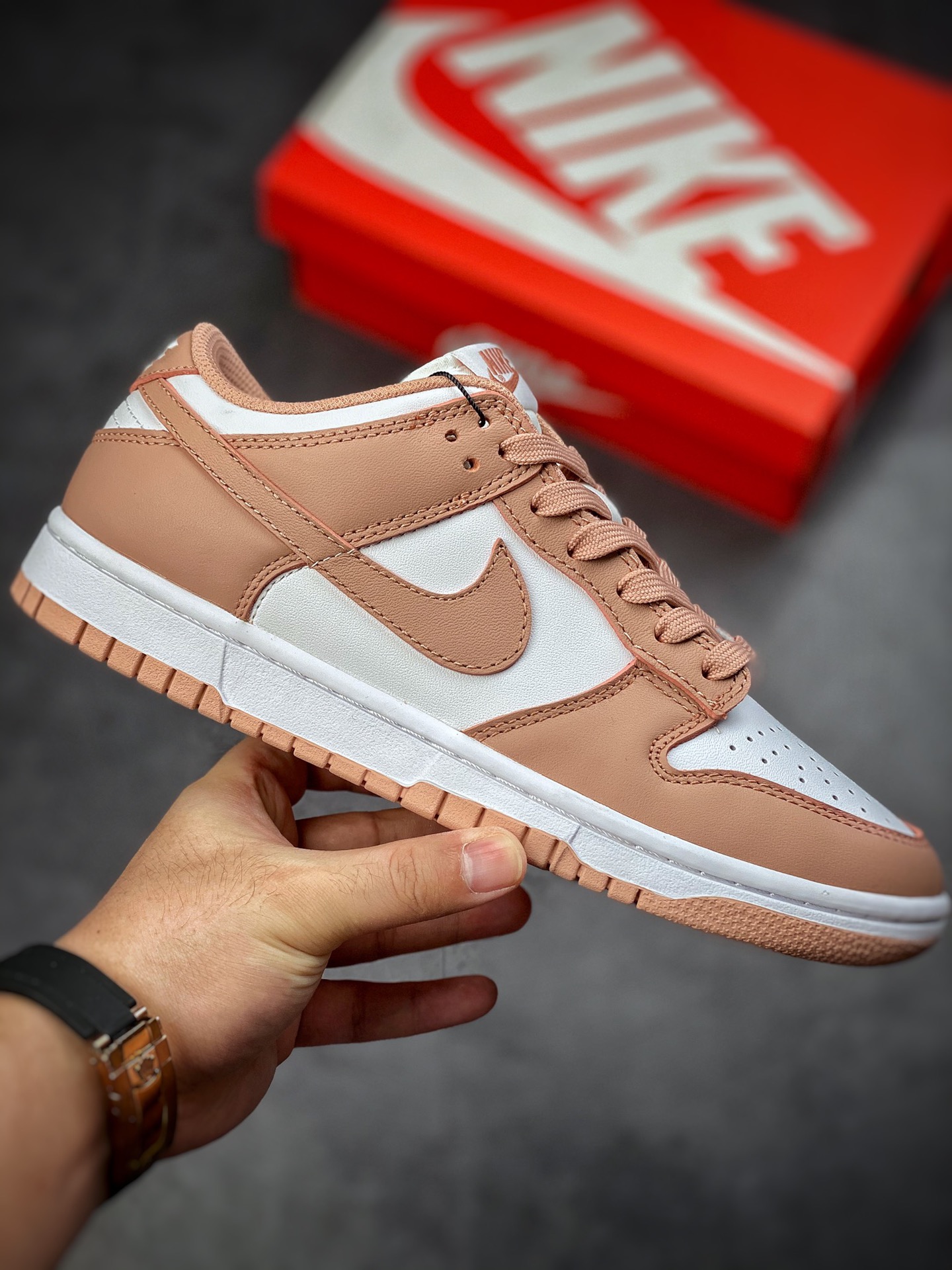 Nike Dunk Low Rose Whisper Rose Pink Upper in White Leather DD1503-118