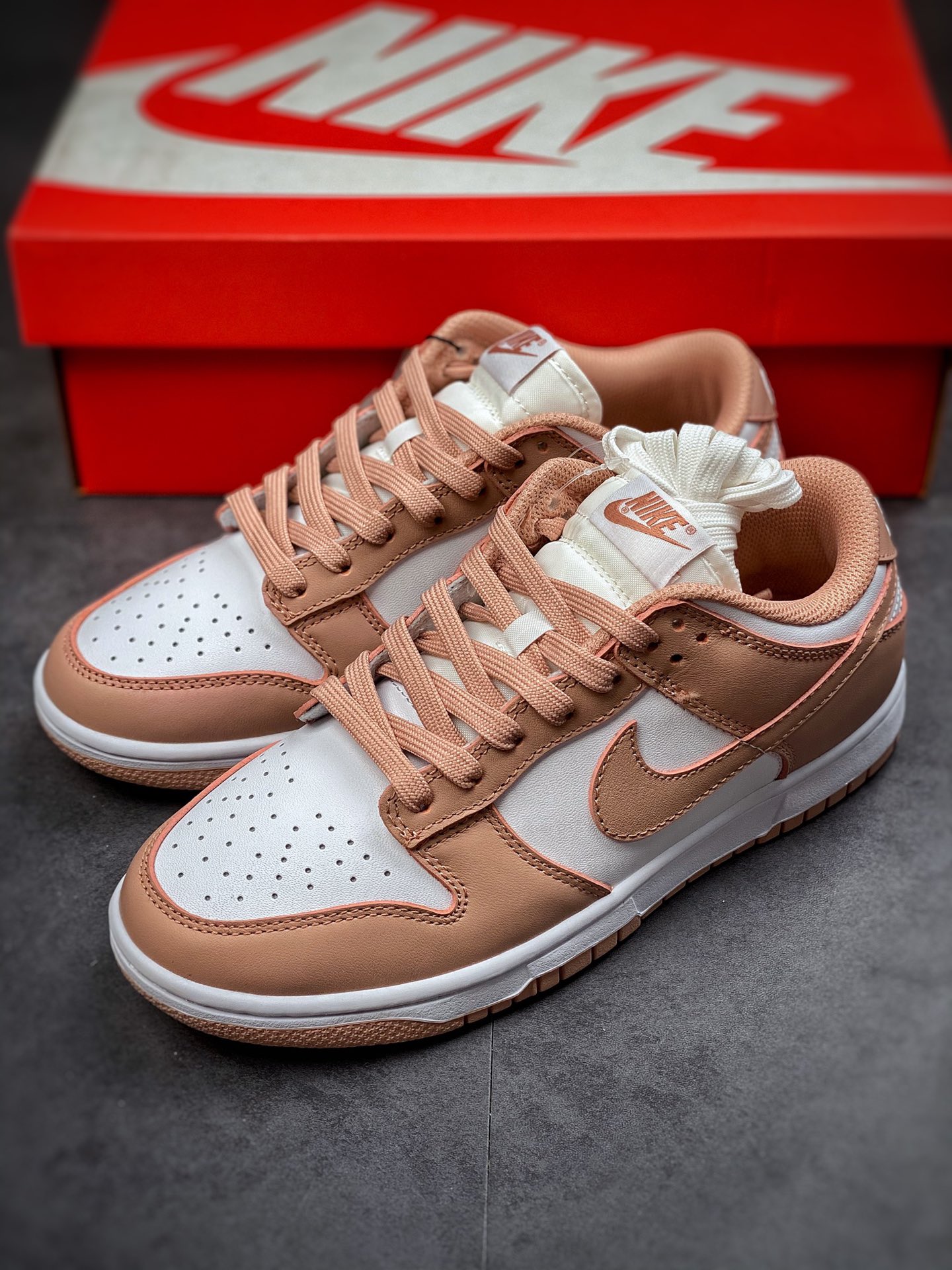 Nike Dunk Low Rose Whisper Rose Pink Upper in White Leather DD1503-118