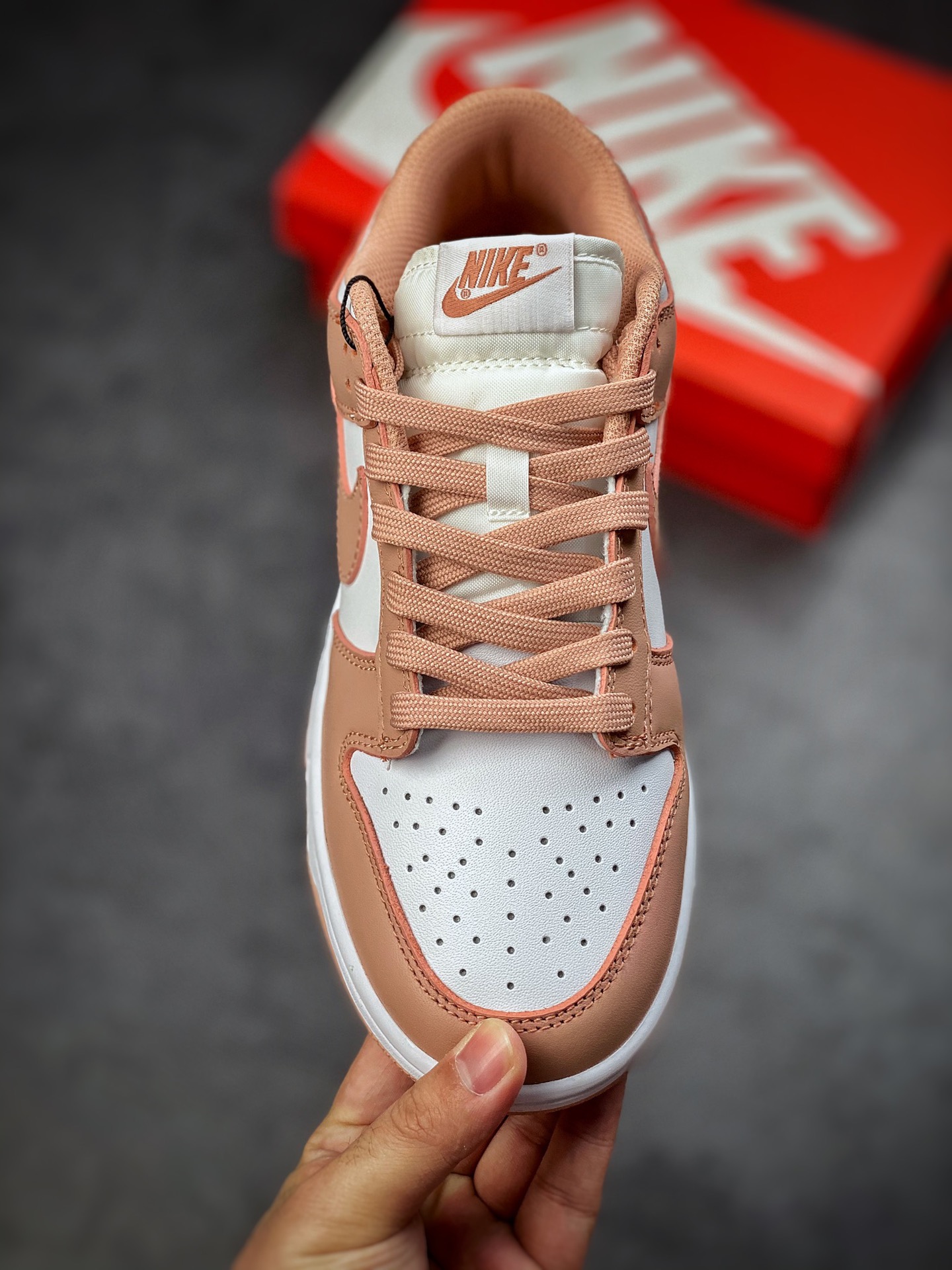 Nike Dunk Low Rose Whisper Rose Pink Upper in White Leather DD1503-118