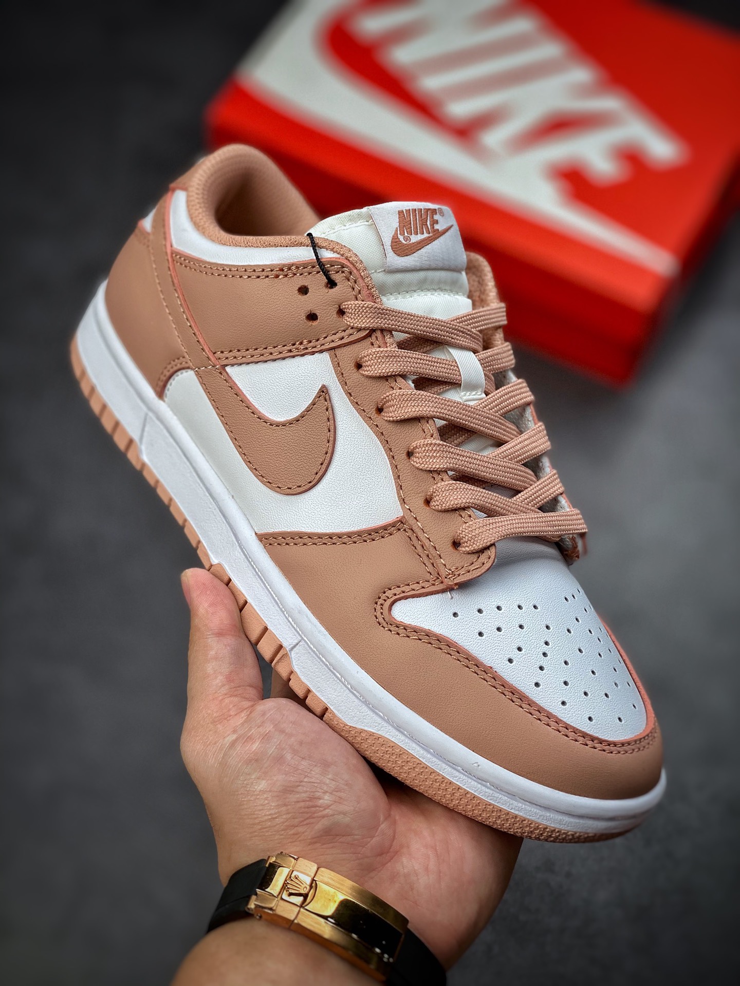 Nike Dunk Low Rose Whisper Rose Pink Upper in White Leather DD1503-118