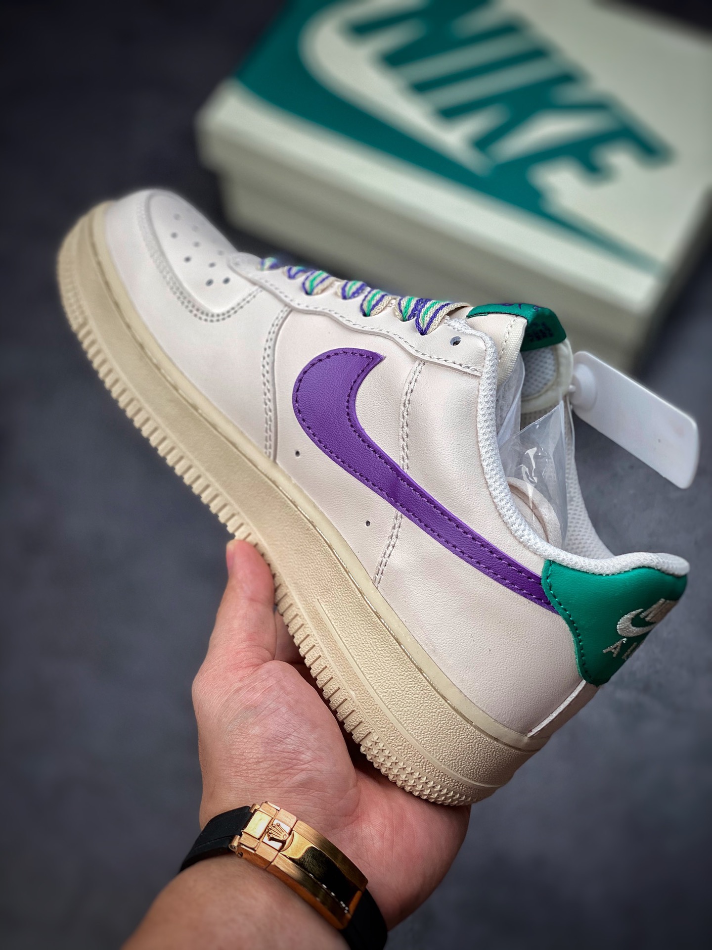 Nike Air Force 1 Low 07 Cream White Green Purple BS8873-306