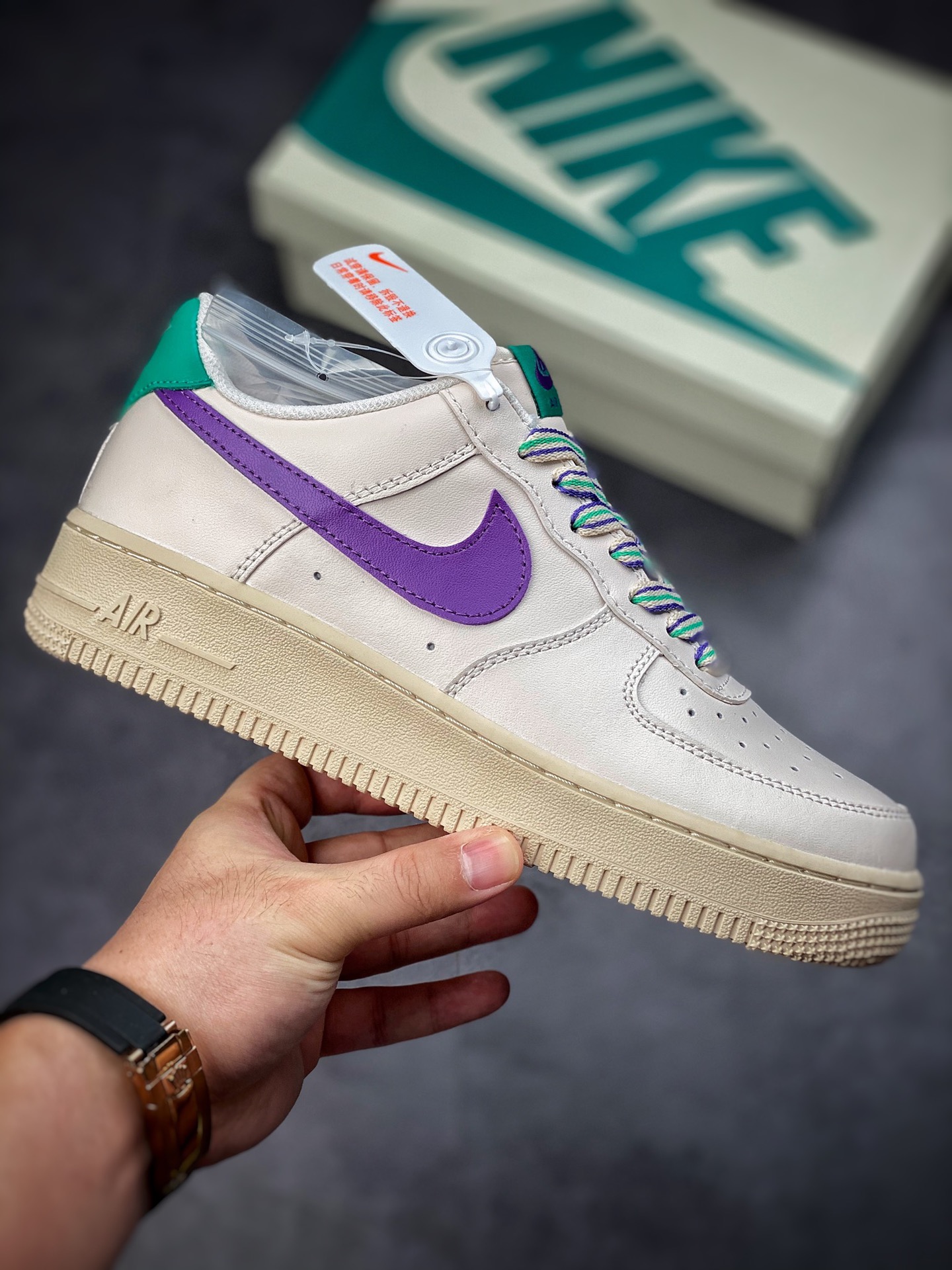 Nike Air Force 1 Low 07 Cream White Green Purple BS8873-306