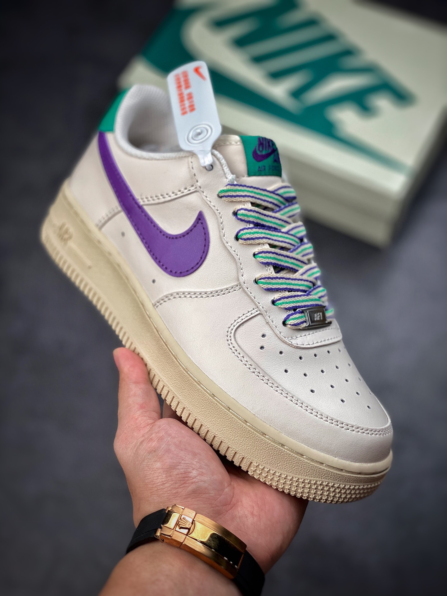 Nike Air Force 1 Low 07 Cream White Green Purple BS8873-306