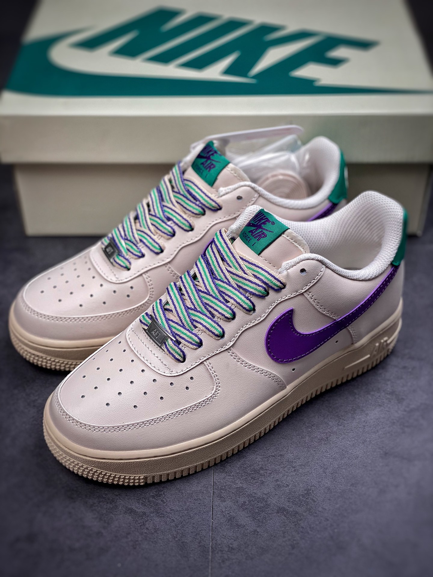 Nike Air Force 1 Low 07 Cream White Green Purple BS8873-306