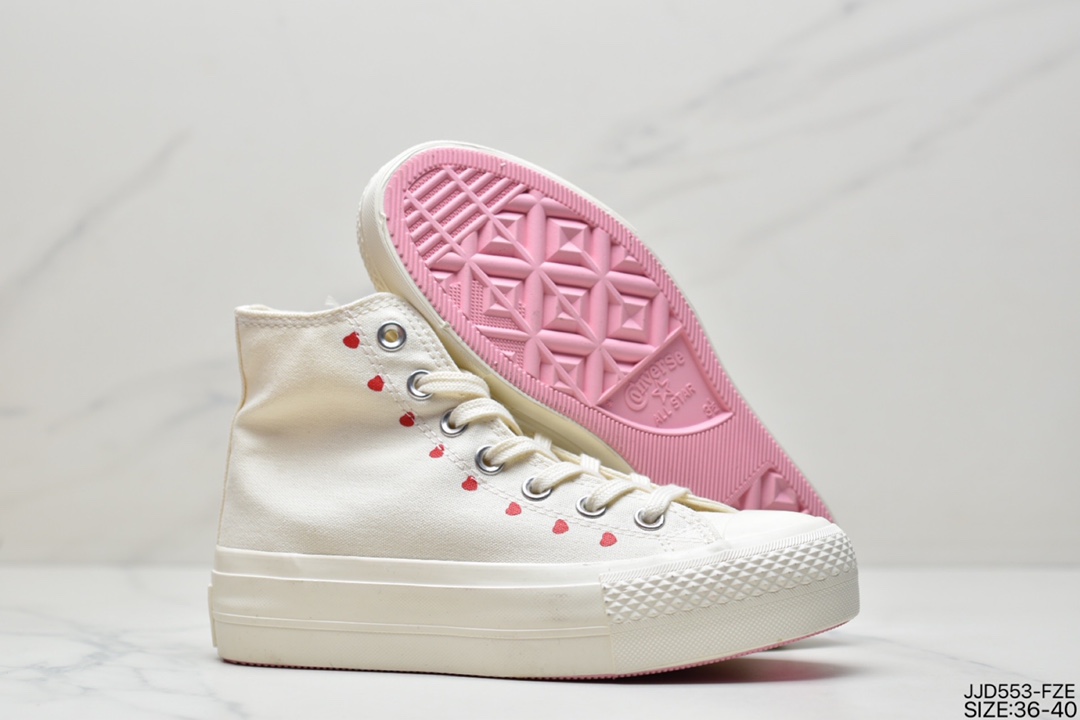 Converse All Star Lift Platform Embroidered Small Flower Spring Blossom Heightening Platform Shoes