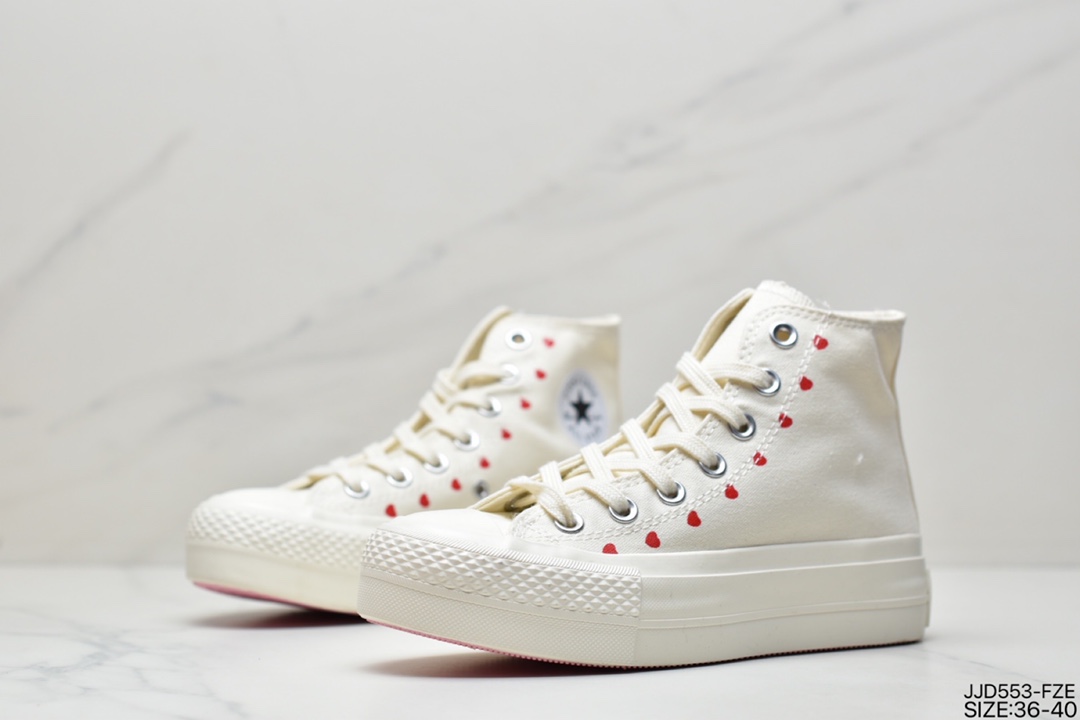 Converse All Star Lift Platform Embroidered Small Flower Spring Blossom Heightening Platform Shoes