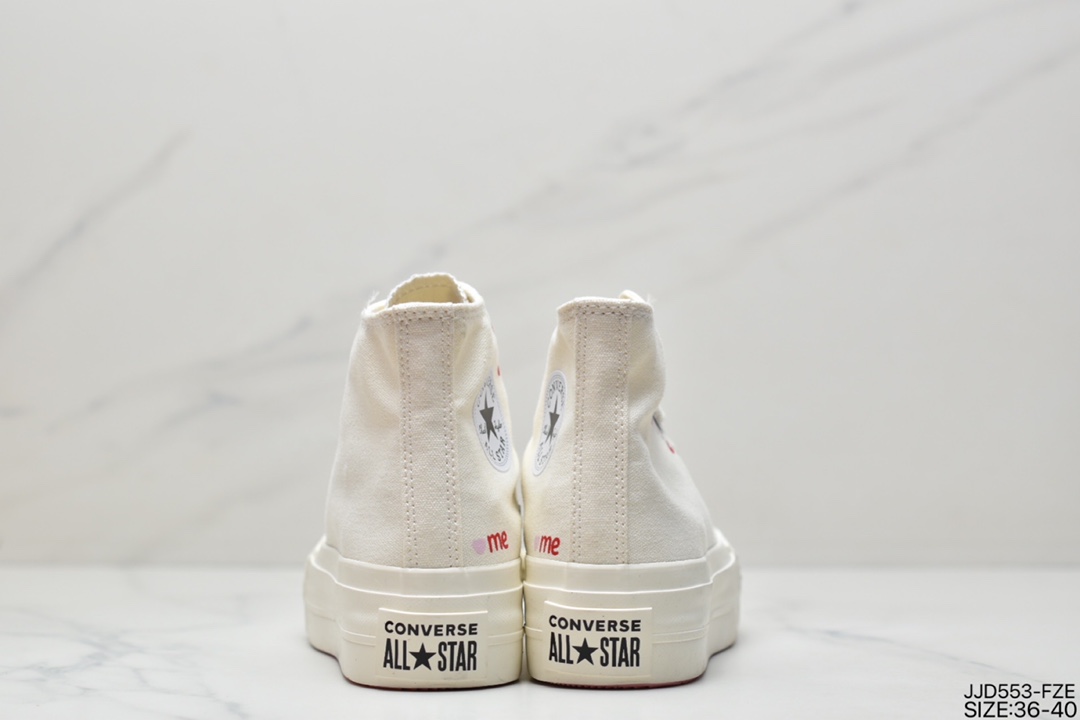 Converse All Star Lift Platform Embroidered Small Flower Spring Blossom Heightening Platform Shoes