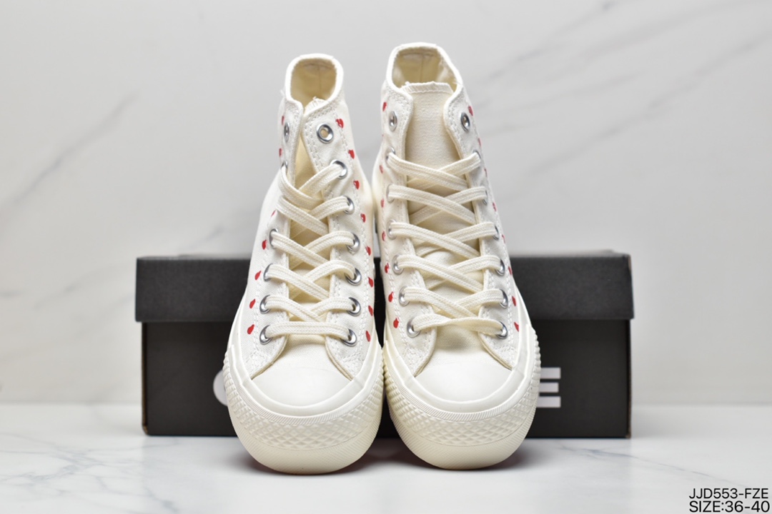 Converse All Star Lift Platform Embroidered Small Flower Spring Blossom Heightening Platform Shoes