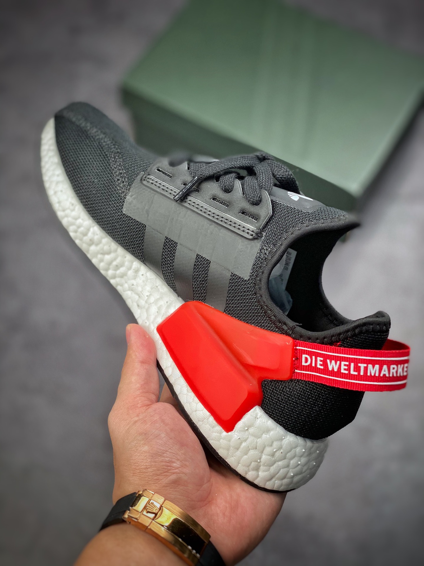 Adidas NMD _R1 V2 Black Blue Red Tiger Fight Version Counters Simultaneously Launched GW3553