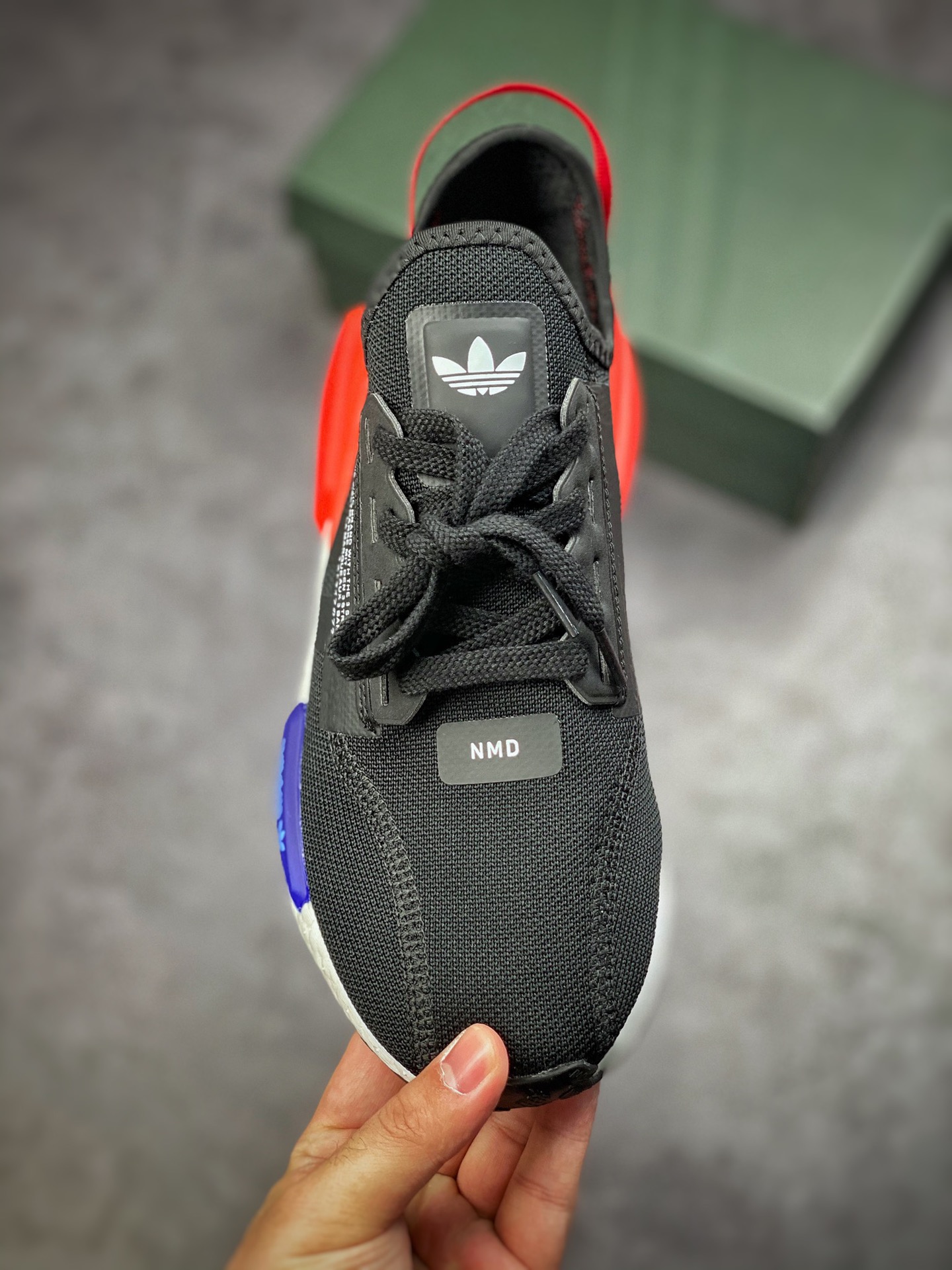 Adidas NMD _R1 V2 Black Blue Red Tiger Fight Version Counters Simultaneously Launched GW3553