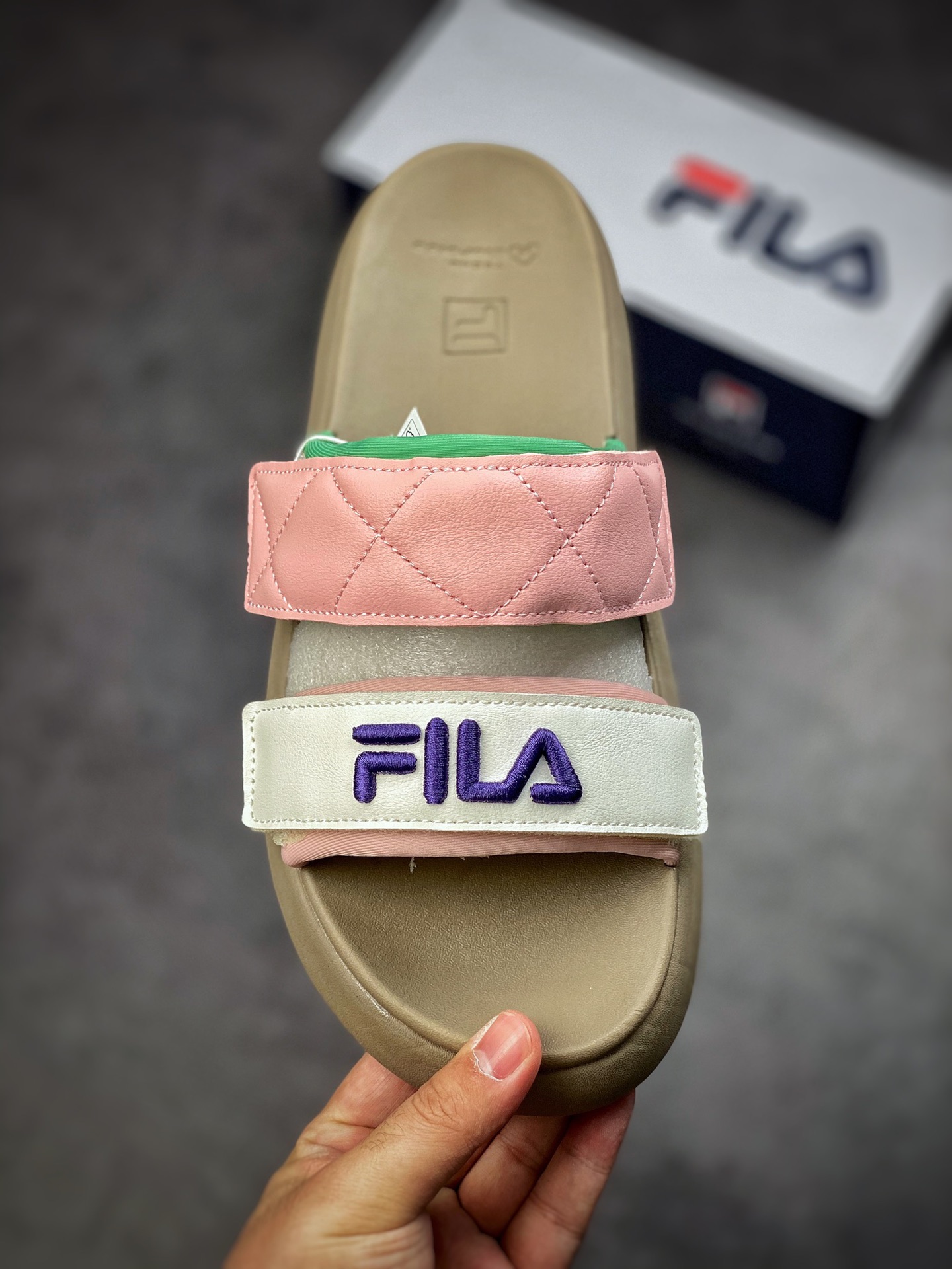 FILA Modern Series Women's Slippers Donuts 2022 Summer New Thick Sole Beach Shoes Velcro Casual Shoes F12W221503FGS