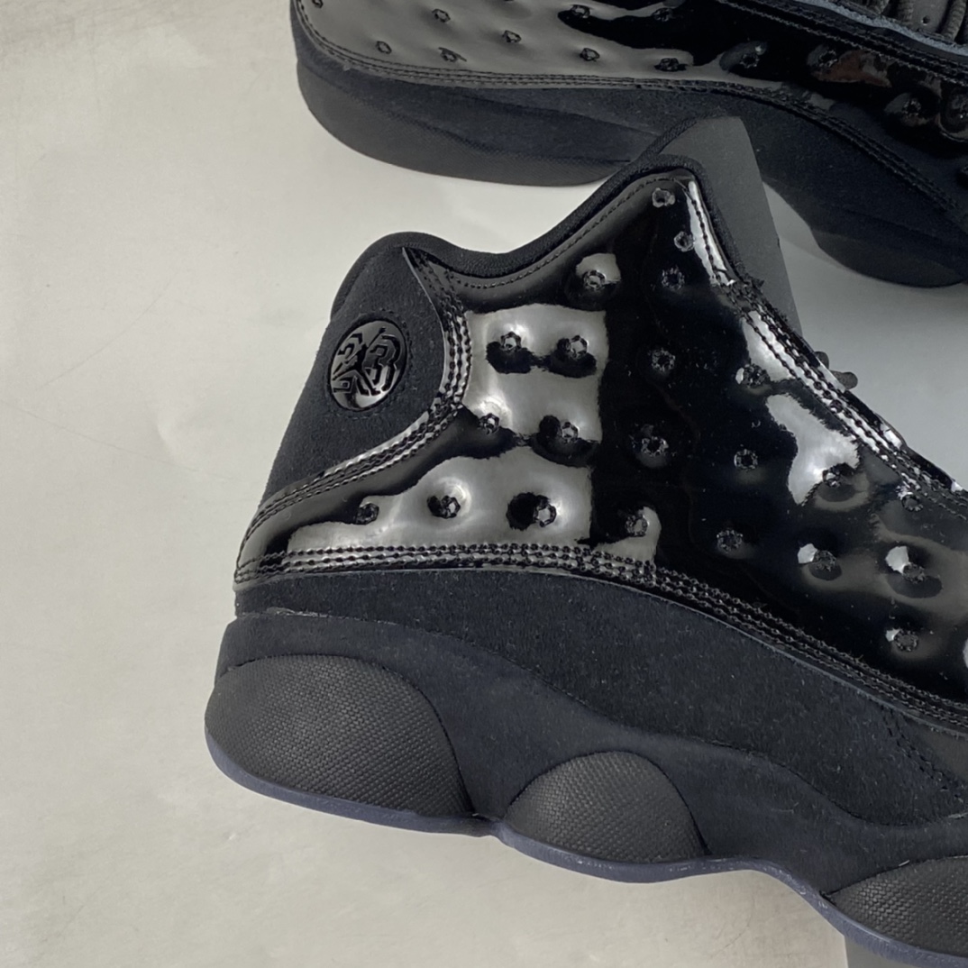 Air Jordan 13 ”Cap and Gown” AJ13 Joe 13 black cat patent leather high-end replica basketball shoes 414571-012