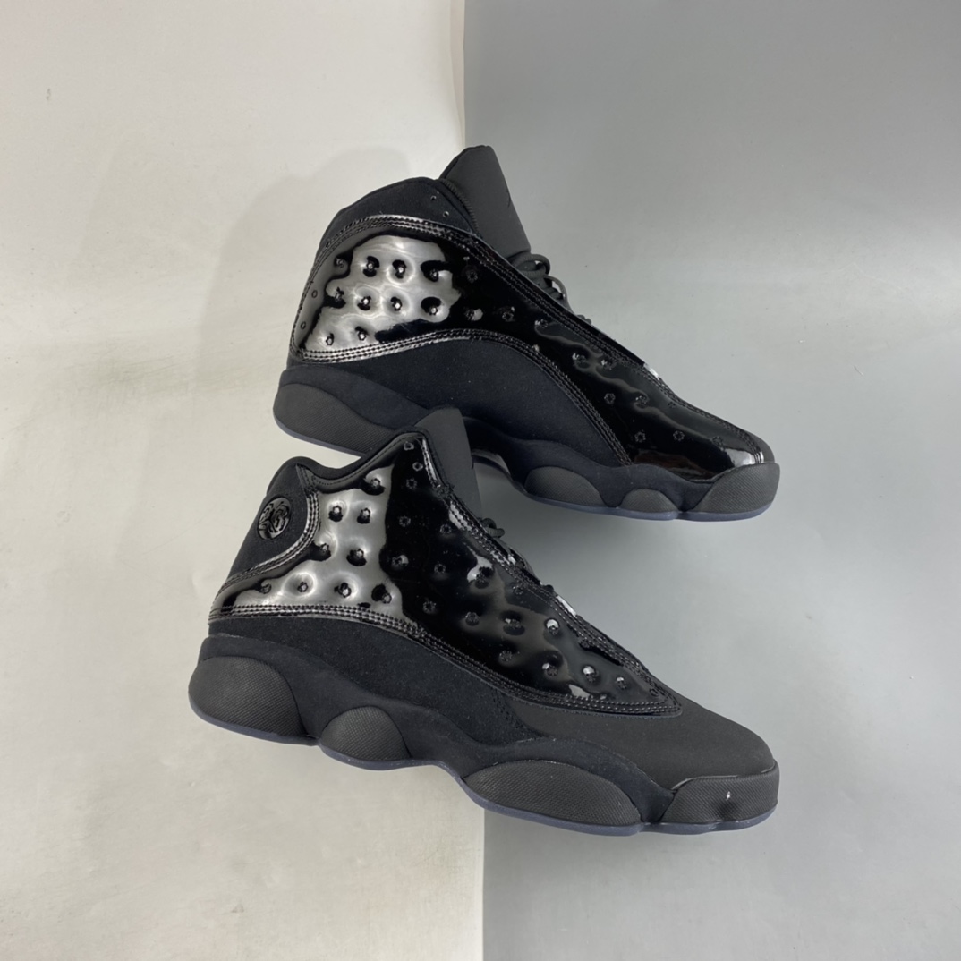 Air Jordan 13 ”Cap and Gown” AJ13 Joe 13 black cat patent leather high-end replica basketball shoes 414571-012