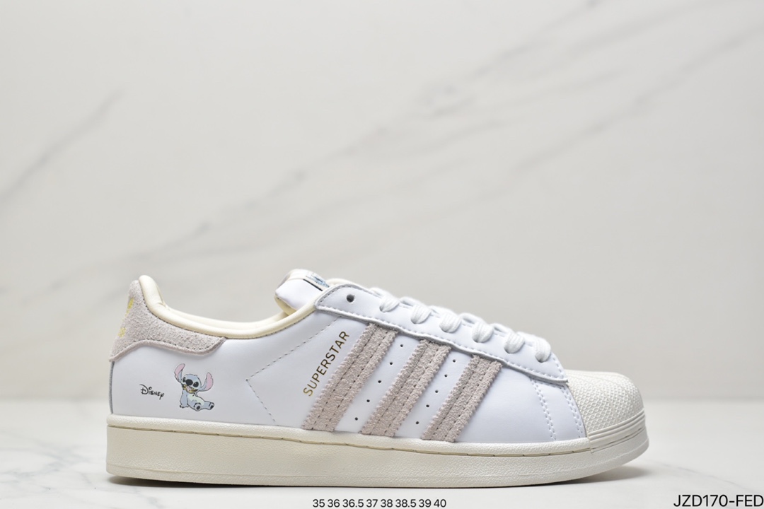 Adidas adidas Clover Originals Superstar ”White/Black/Gold” Shell Head Classic Versatile Casual Sneakers