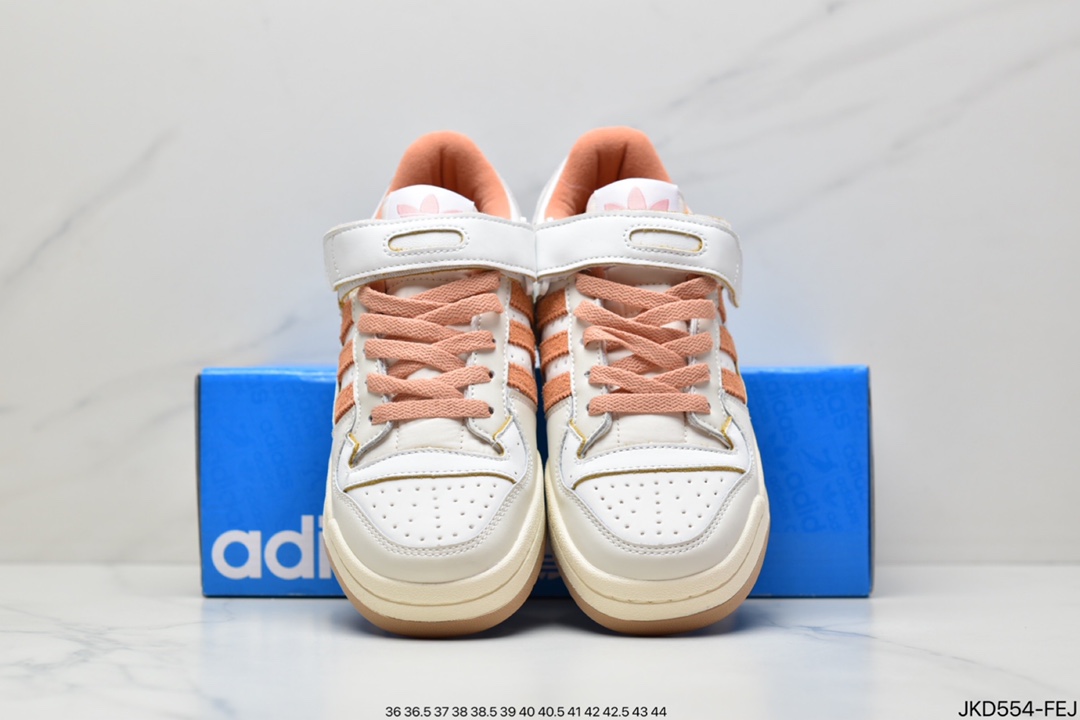 Adidas Shamrock Originals Forum 84 Low Roman Collection Velcro Leather Cream Pastel Painted