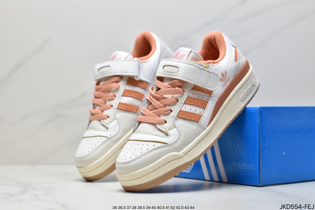 Adidas Shamrock Originals Forum 84 Low Roman Collection Velcro Leather Cream Pastel Painted