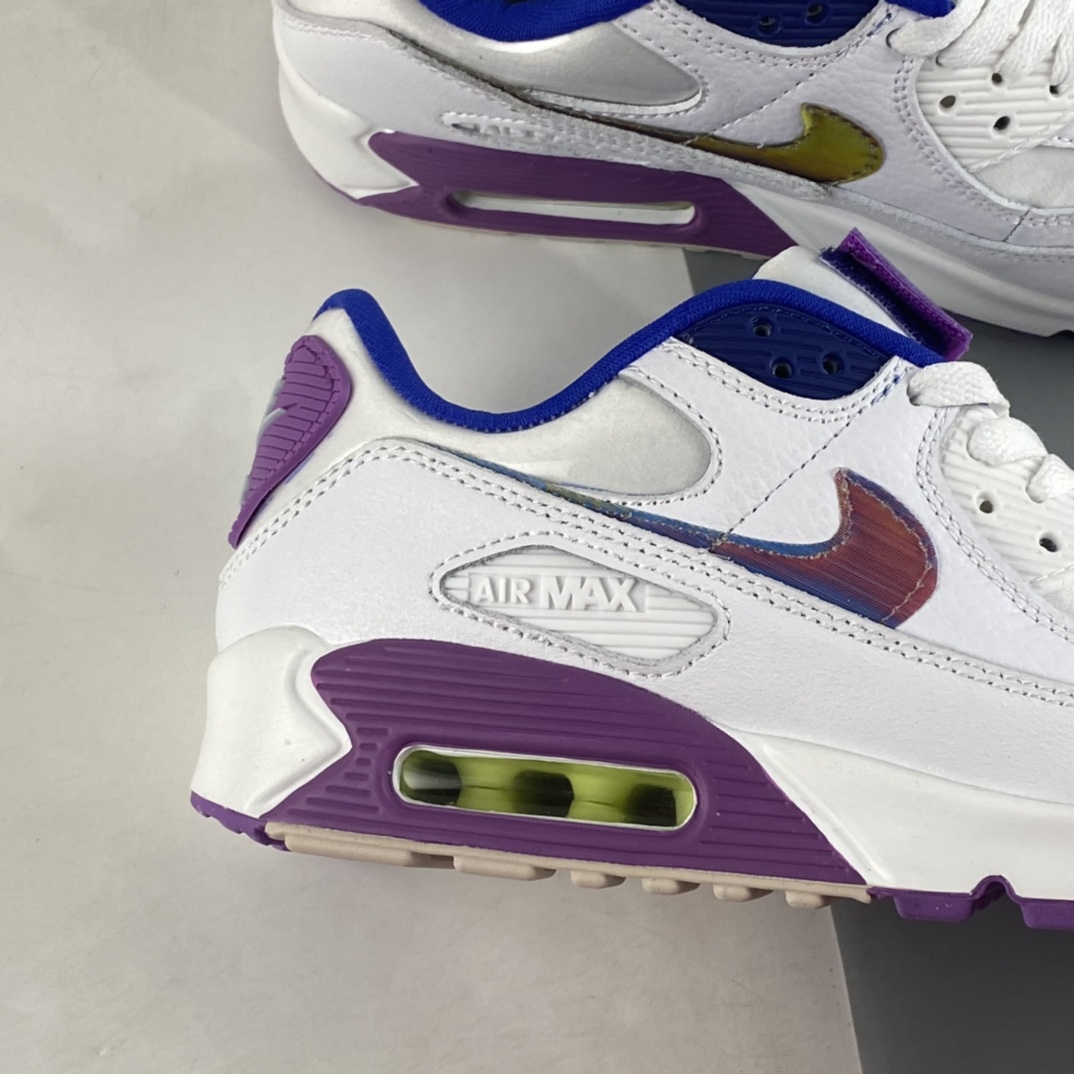 Nike Air Max 90 White Purple Retro Air Cushion All-match Casual Sports Jogging Shoes CJ0623-100