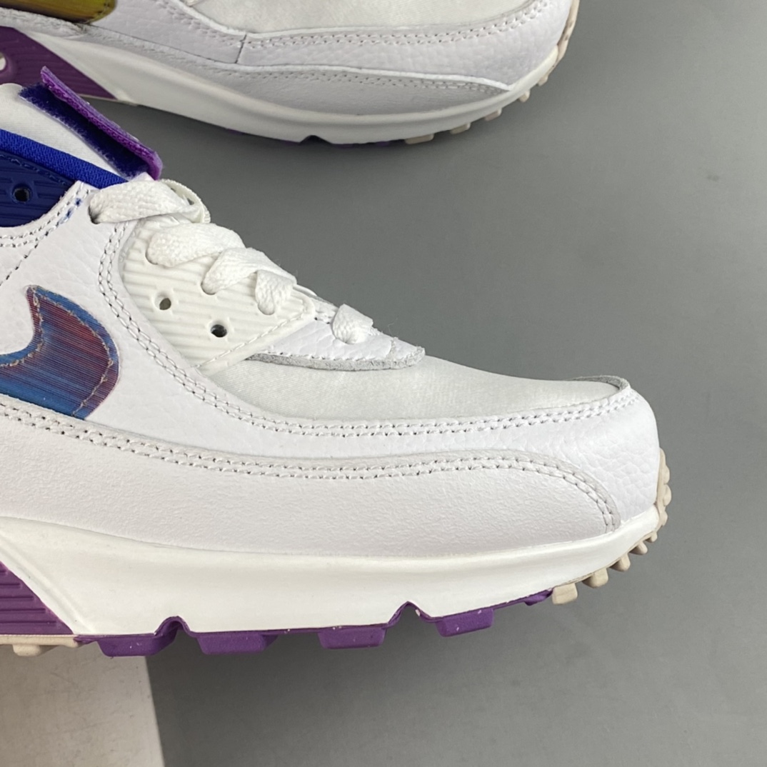 Nike Air Max 90 White Purple Retro Air Cushion All-match Casual Sports Jogging Shoes CJ0623-100