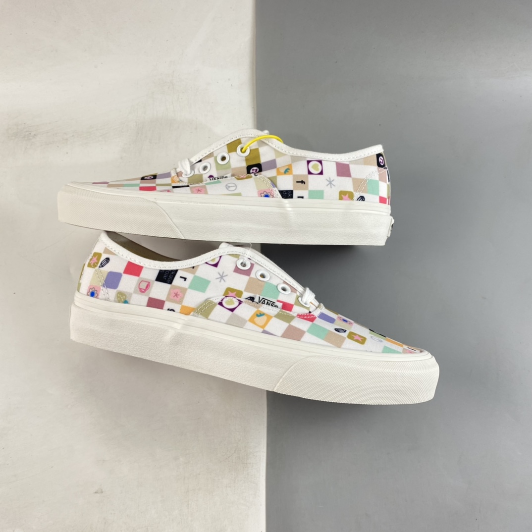 Vans Authectic 2022 new summer all-match niche design color checkerboard canvas shoes graffiti casual flat bottom shoes VN0A54FM017