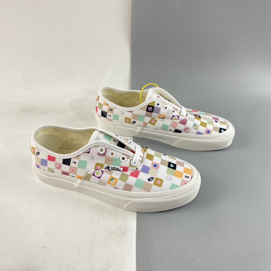 Vans Authectic 2022 new summer all-match niche design color checkerboard canvas shoes graffiti casual flat bottom shoes VN0A54FM017