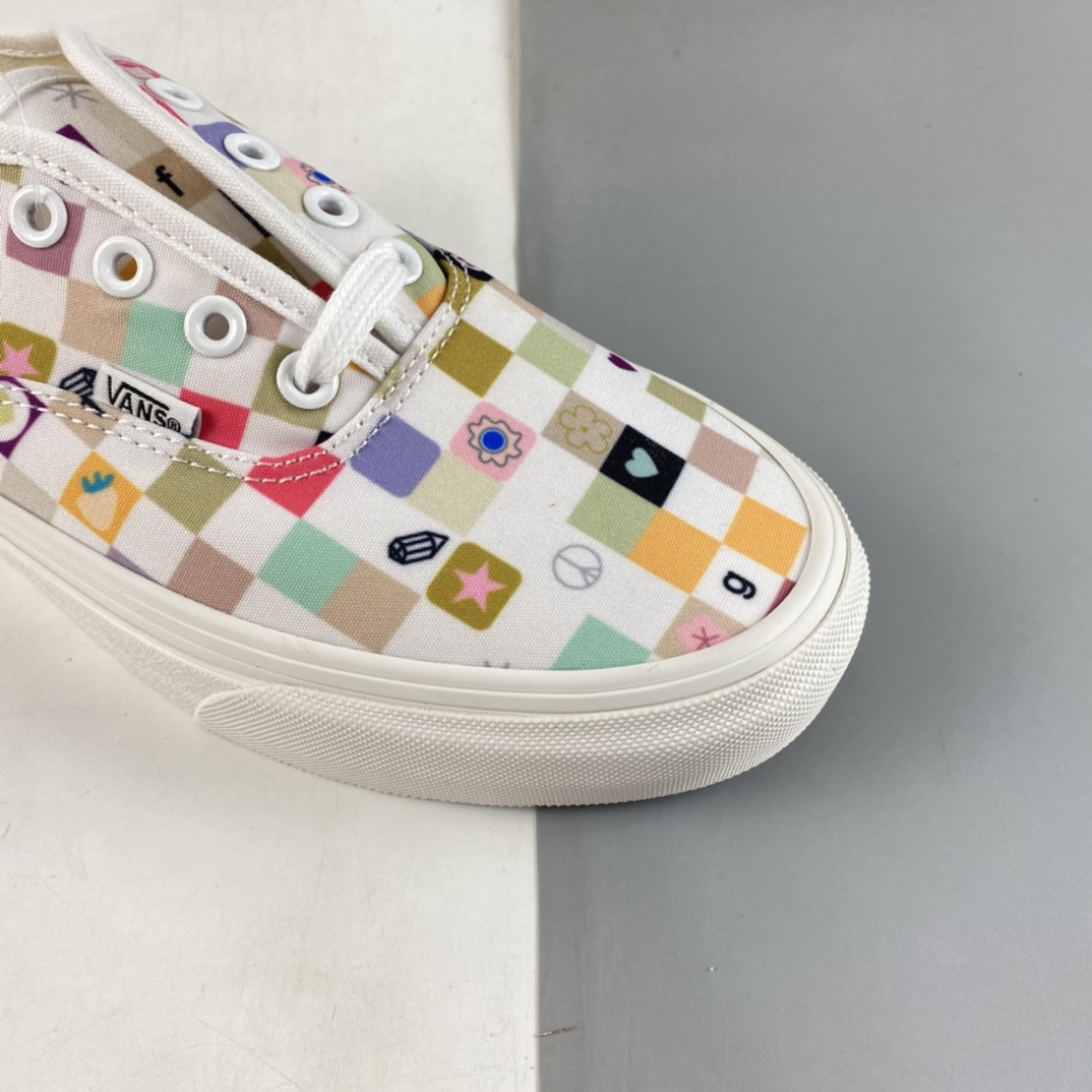 Vans Authectic 2022 new summer all-match niche design color checkerboard canvas shoes graffiti casual flat bottom shoes VN0A54FM017