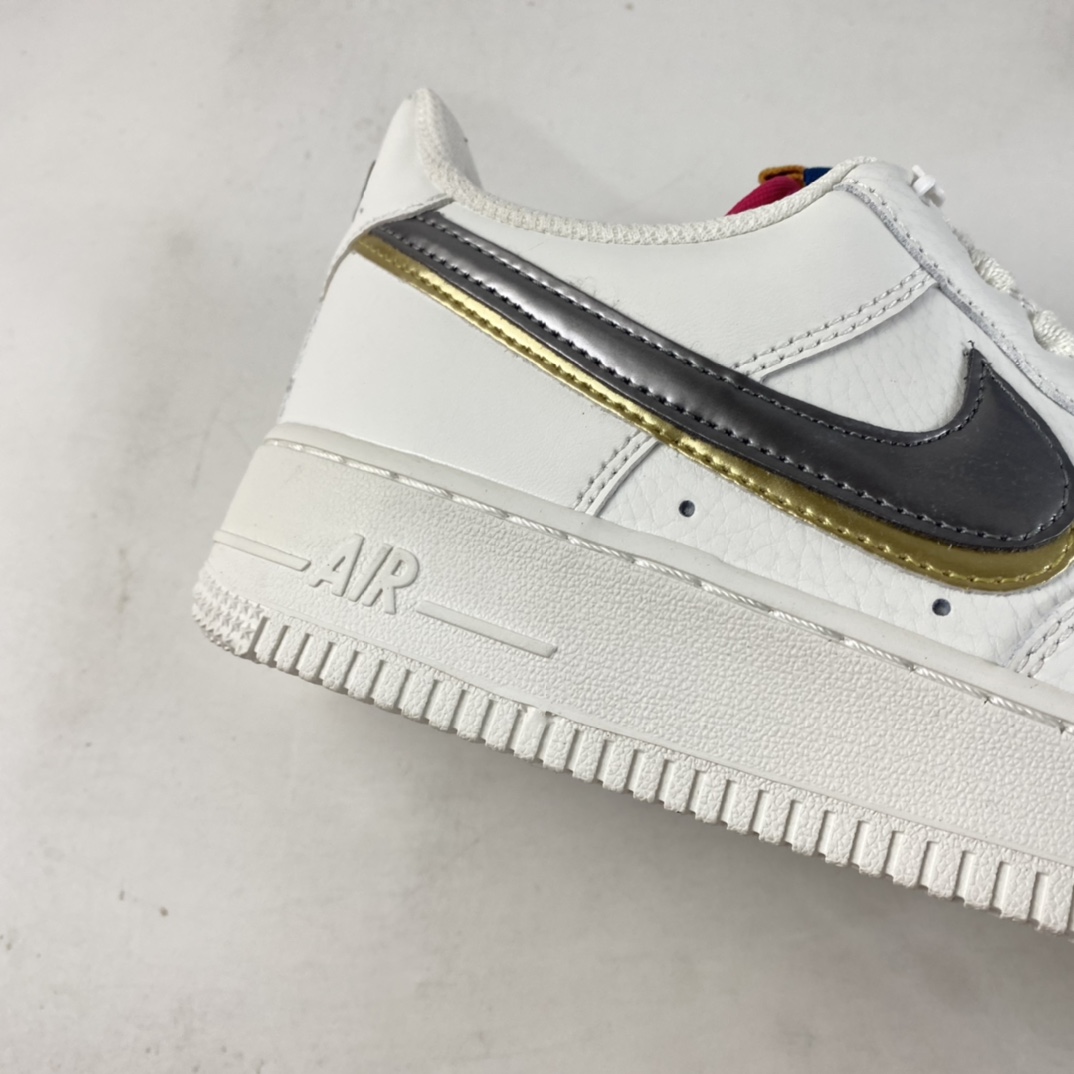 P190  Nike Air Force 1’07 Low ”Double Swoosh” 灰金双钩 空军一号板鞋 DH9595-001