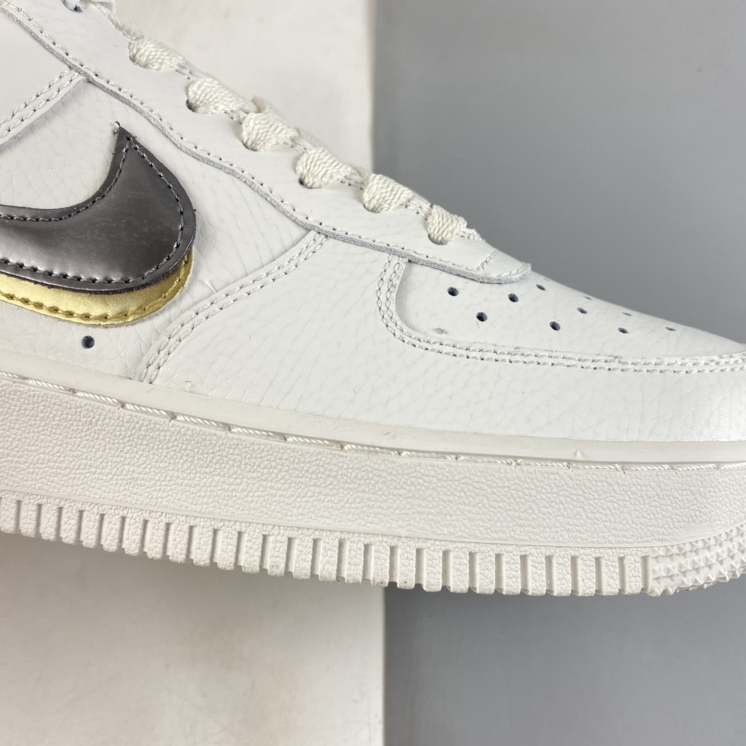 P190  Nike Air Force 1’07 Low ”Double Swoosh” 灰金双钩 空军一号板鞋 DH9595-001