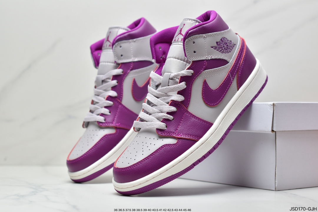 200 Air Jordan 1 Mid Magenta 灰紫脚趾以经典配色方案为基础BQ6472-501