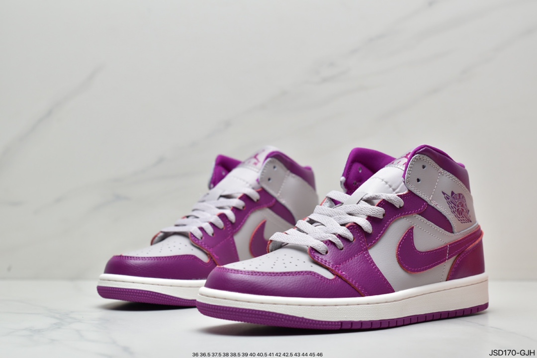 200 Air Jordan 1 Mid Magenta 灰紫脚趾以经典配色方案为基础BQ6472-501