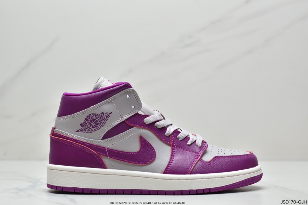 200 Air Jordan 1 Mid Magenta 灰紫脚趾以经典配色方案为基础BQ6472-501