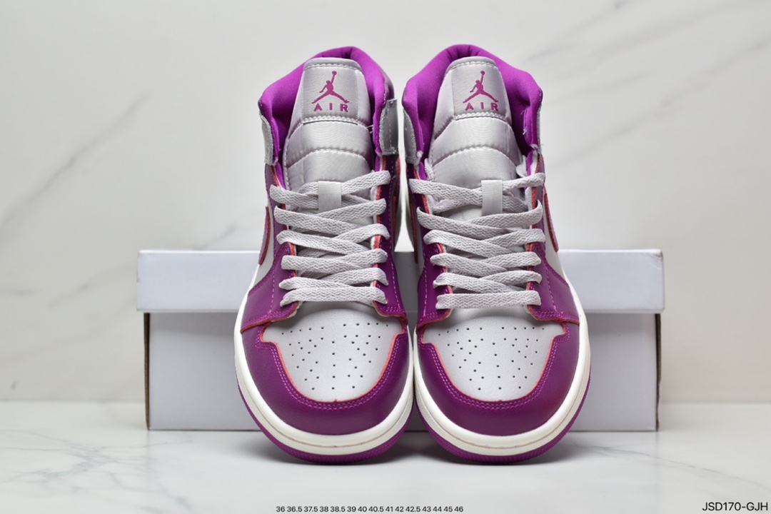 200 Air Jordan 1 Mid Magenta 灰紫脚趾以经典配色方案为基础BQ6472-501