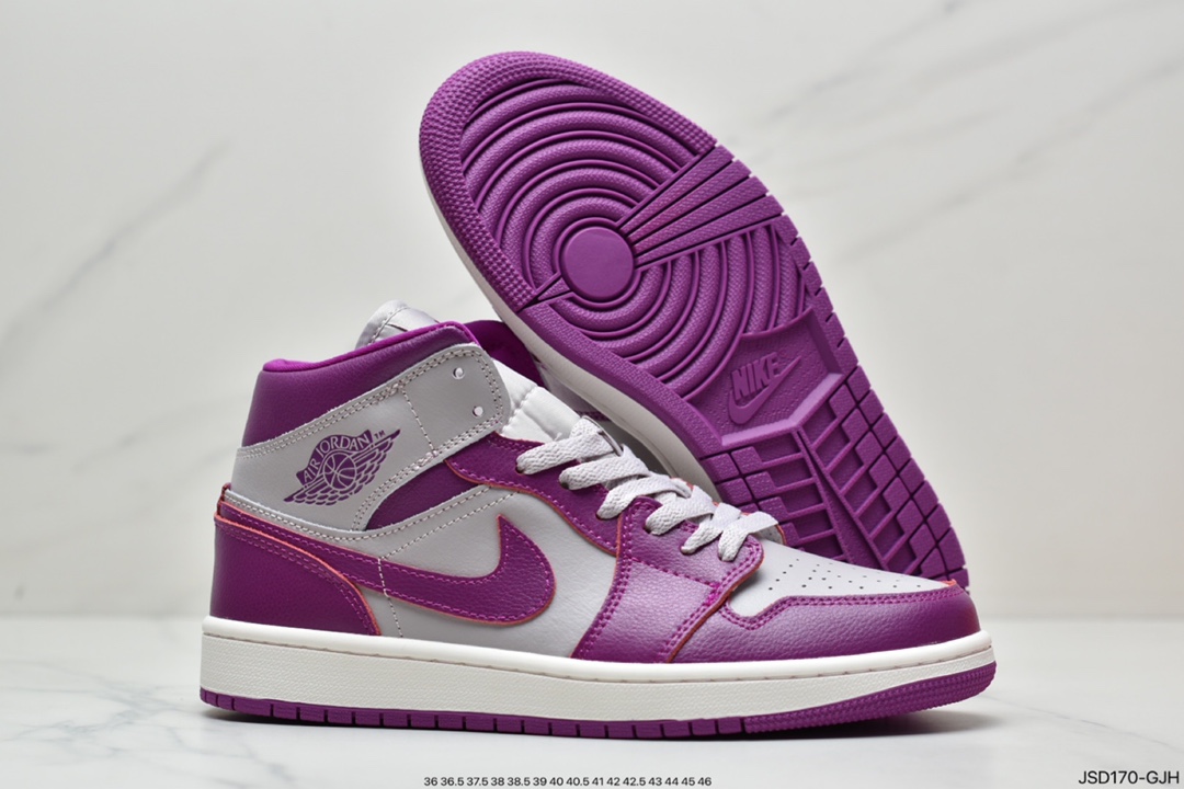 200 Air Jordan 1 Mid Magenta 灰紫脚趾以经典配色方案为基础BQ6472-501