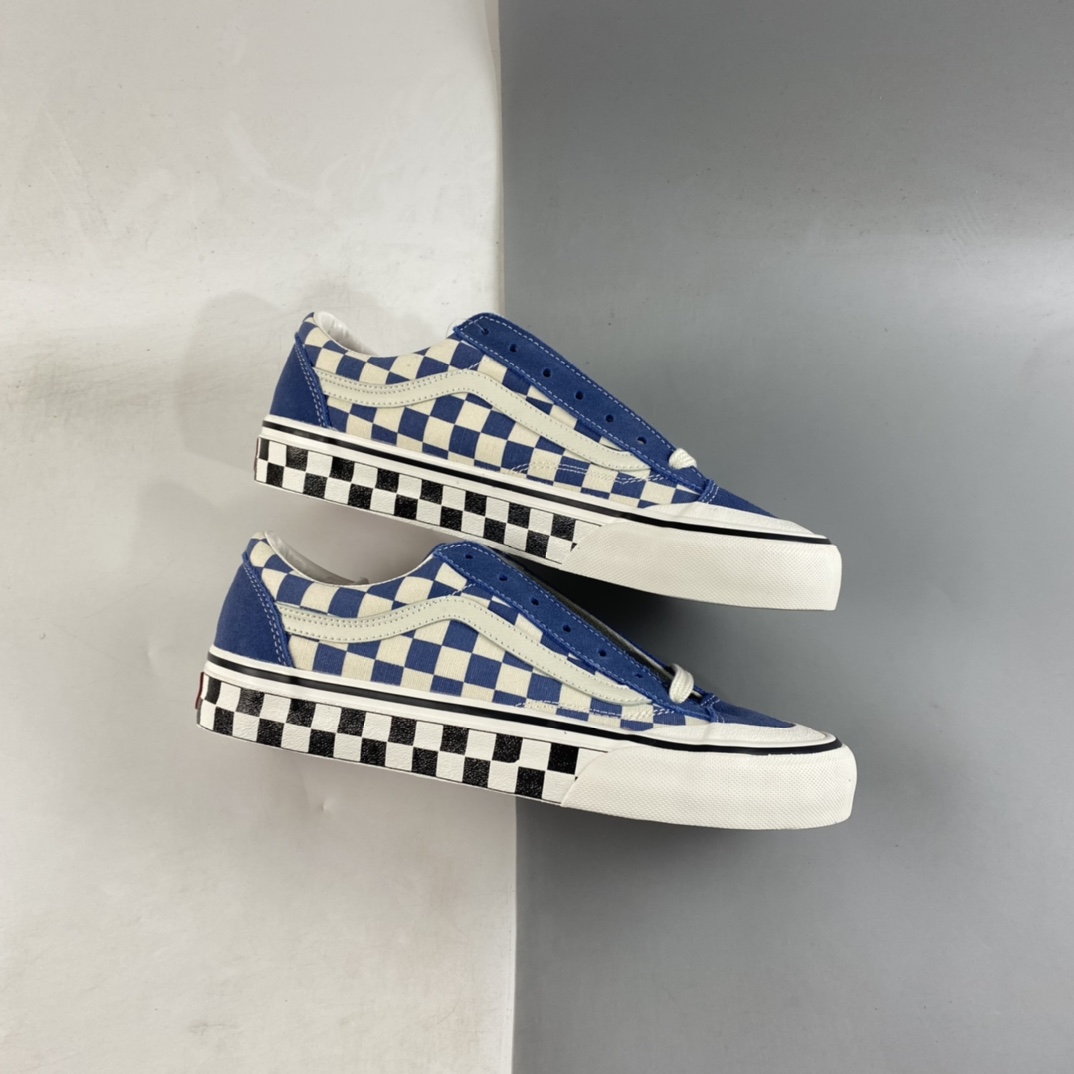 Vans Style 36 Vans Official Smog Blue Checkerboard Retro Board Shoes VN0A3ZCJBC0