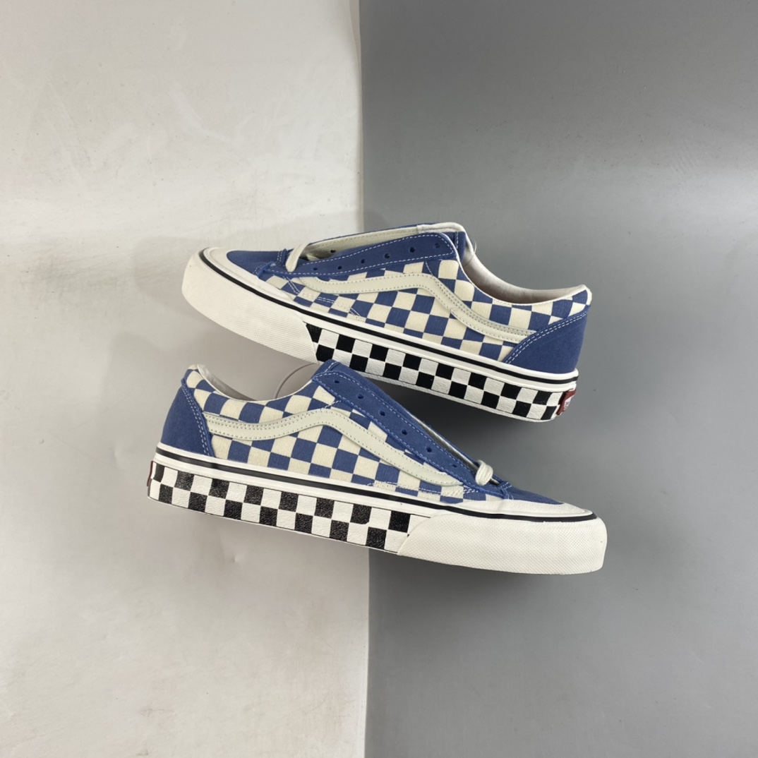 Vans Style 36 Vans Official Smog Blue Checkerboard Retro Board Shoes VN0A3ZCJBC0