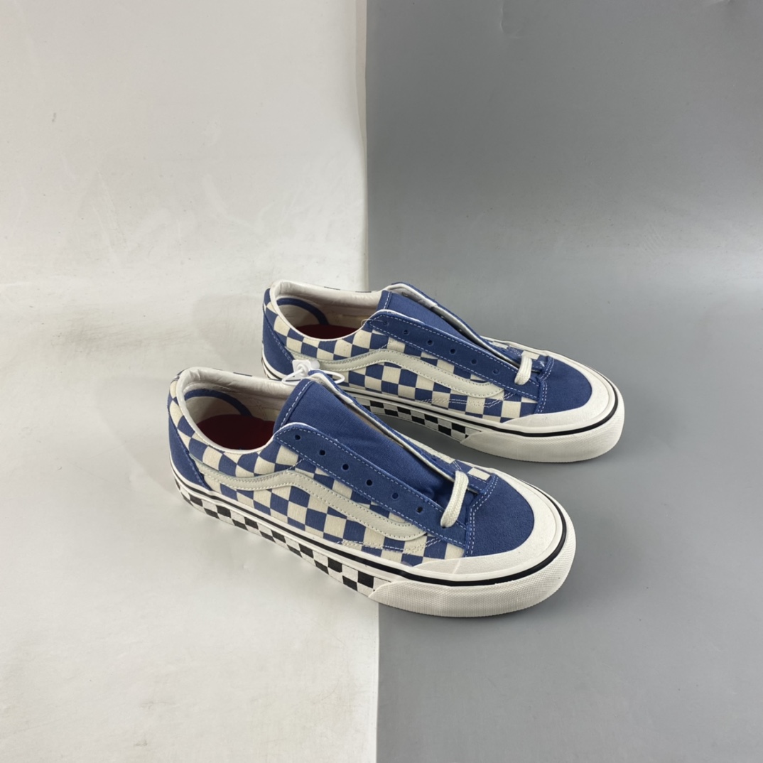 Vans Style 36 Vans Official Smog Blue Checkerboard Retro Board Shoes VN0A3ZCJBC0