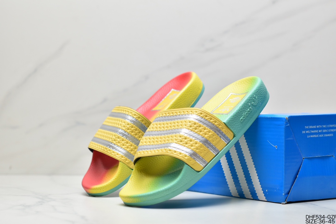 Adidas Adilette Pride Adidas clover couple sports casual slippers beach shoes