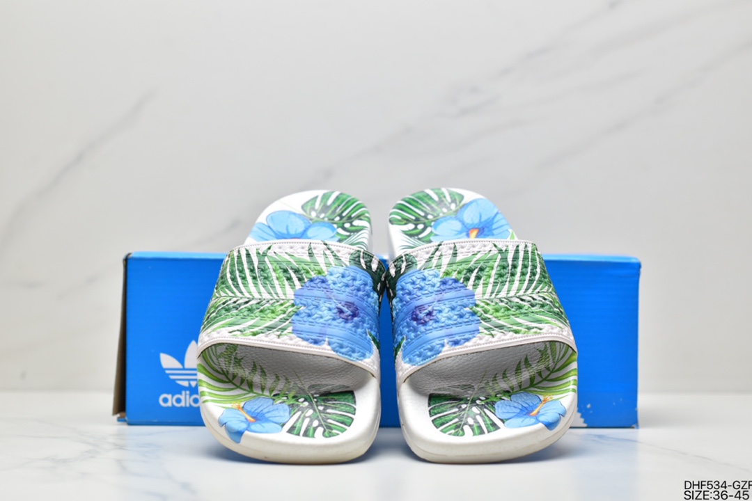 Adidas Adilette Pride Adidas clover couple sports casual slippers beach shoes