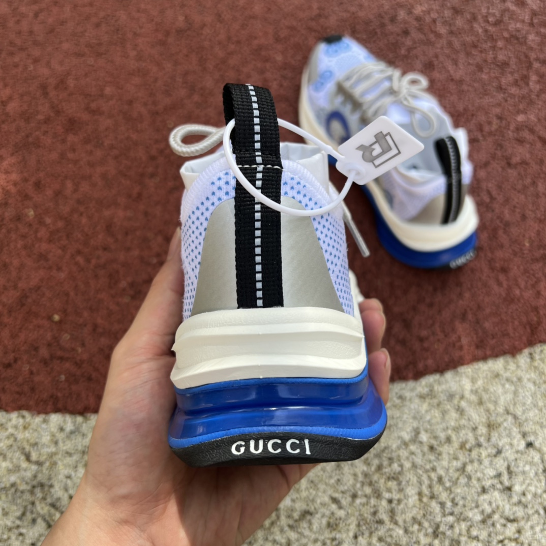 Gucci running shoes white and blue 22 spring and summer Gucci Gucci double G lace-up sneakers