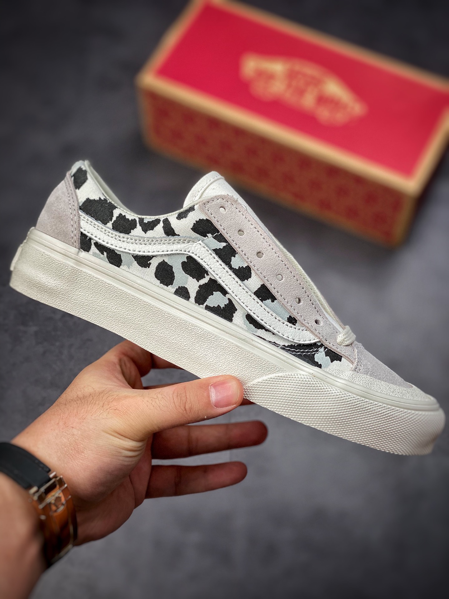 Vans Style 36 Decon SF Tasty Collection Light Gray White Black Leopard VN0A35BD8L2