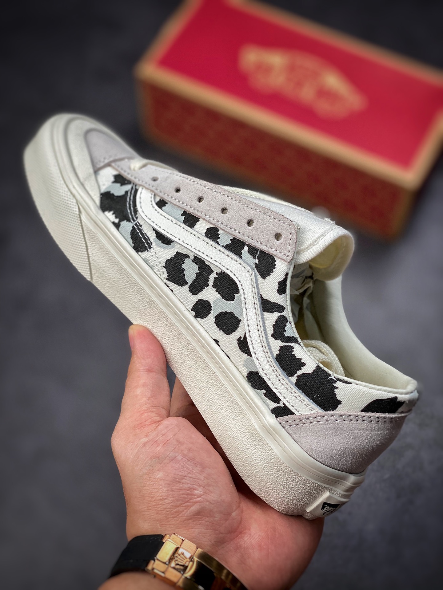 Vans Style 36 Decon SF Tasty Collection Light Gray White Black Leopard VN0A35BD8L2