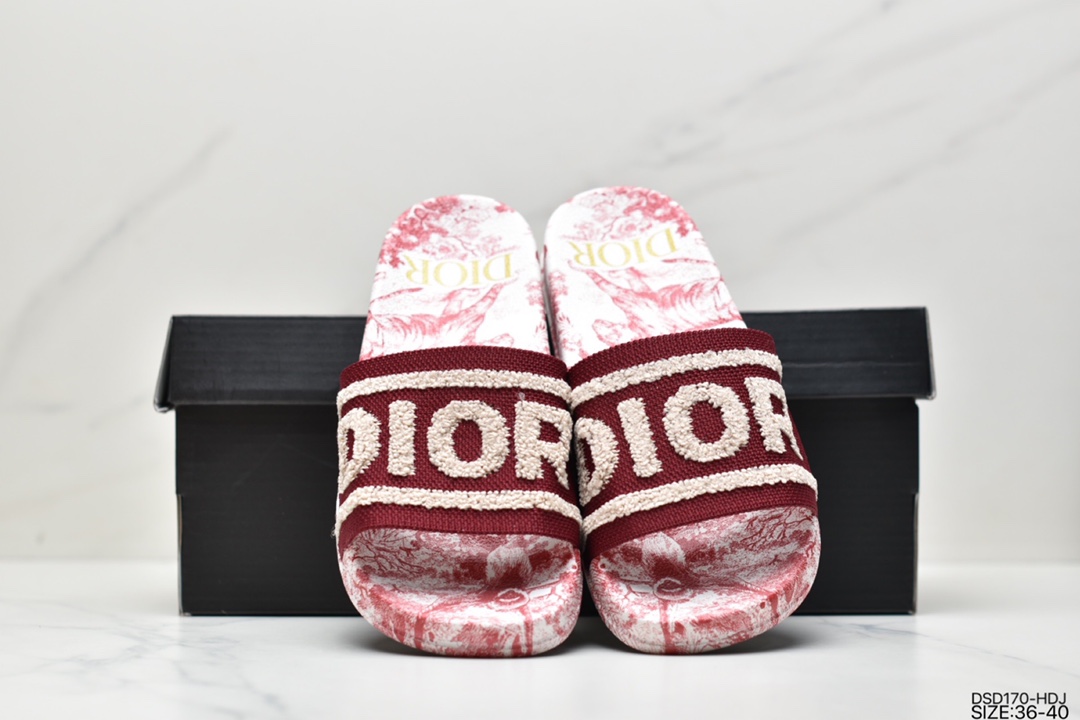 Dior Dior spring and summer new CD Dior ladies old flower embroidered slippers