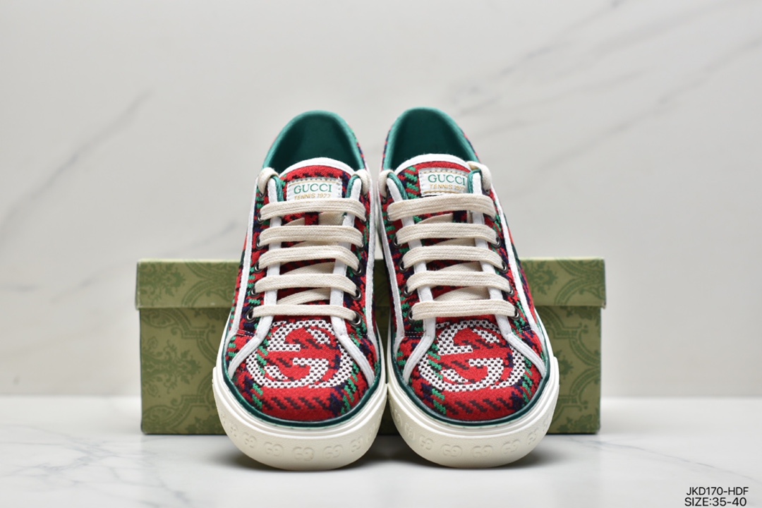 High luxury brand GUCCI Gucci Tennis 1977 Print Sneaker canvas print retro casual sneakers